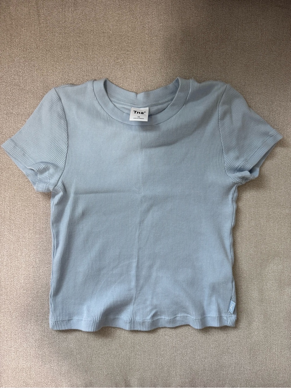 TNA Baby Blue Ribbed Short Sleeve Tee